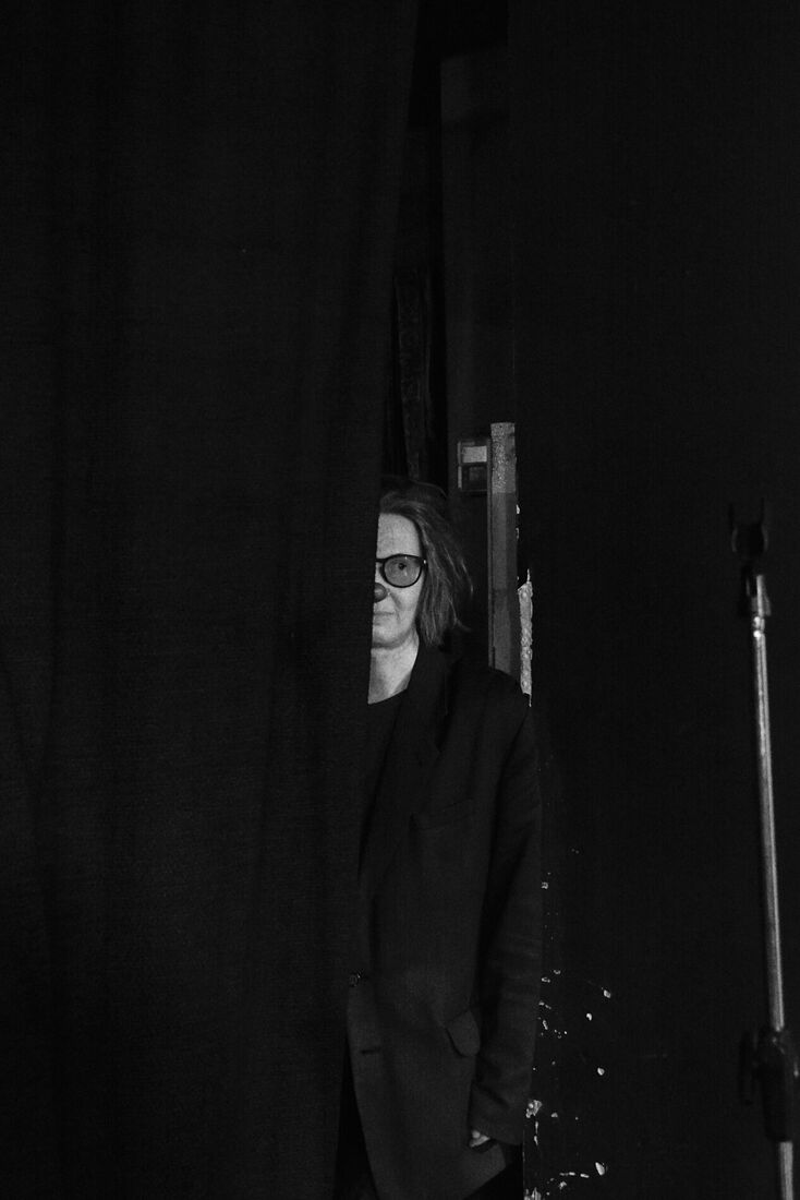 En’s clown in the cabaret Stray Dog backstage at a charity performance for hospital clowns.